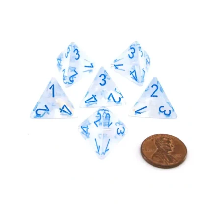 Luminary Borealis 18mm 4 Sided D4 Dice, 6 Piece - Icicle with Light Blue Numbers - Your Source for Gaming Essentials Store