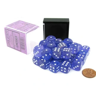 Luminary Borealis 12mm D6 Dice Block (36 Dice) - Purple with White Pips - Your Source for Gaming Essentials Discount
