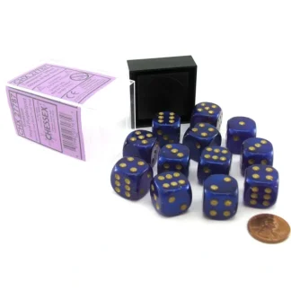 Luminary Borealis 16mm D6 Dice Block (12 Dice) - Royal Purple with Gold Pips - Your Source for Gaming Essentials Discount