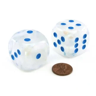 Luminary Borealis 30mm Large D6 Dice, 2 Pieces - Icicle with Light Blue Pips - Your Source for Gaming Essentials Discount