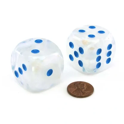 Luminary Borealis 30mm Large D6 Dice, 2 Pieces - Icicle with Light Blue Pips - Your Source for Gaming Essentials Discount