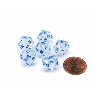 Luminary Borealis 12mm Mini 20 Sided D20 Dice, 6 Pieces - Icicle with Light Blue - Your Source for Gaming Essentials Discount