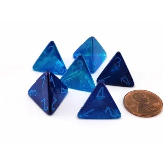 Luminary Gemini 18mm 4 Sided D4 Dice, 6 Pieces - Blue-Blue with Light Blue - Your Source for Gaming Essentials Best Sale