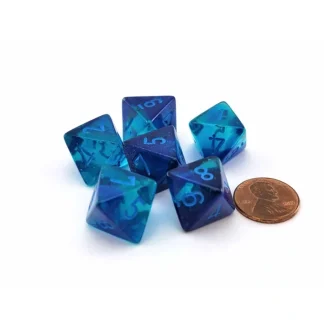 Luminary Gemini 15mm 8 Sided D8 Dice, 6 Pieces - Blue-Blue with Light Blue - Your Source for Gaming Essentials New