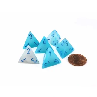 Luminary Gemini 18mm D4 Dice, 6 Pieces - Pearl Turquoise-White with Blue - Your Source for Gaming Essentials Cheap