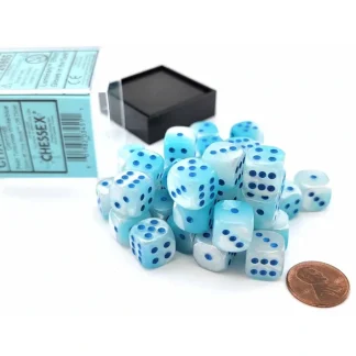Luminary Gemini 12mm D6 Dice Block (36 Dice) - Pearl Turquoise-White with Blue - Your Source for Gaming Essentials Clearance