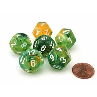 Luminary Nebula 18mm D12 Chessex Dice, 6 Pieces - Spring with White Numbers - Your Source for Gaming Essentials Flash Sale