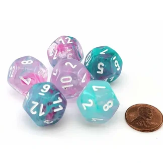 Luminary Nebula 18mm D12 Chessex Dice, 6 Pieces - Wisteria with White Numbers - Your Source for Gaming Essentials Best