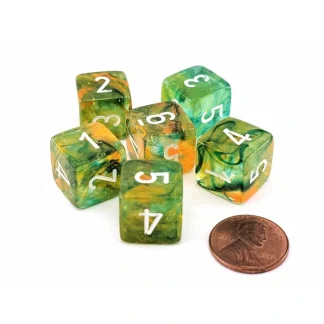 Luminary Nebula 15mm D6 Chessex Dice, 6 Pieces - Spring with White Numbers - Your Source for Gaming Essentials Discount