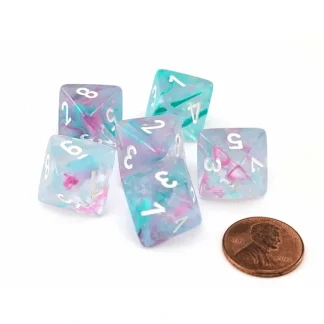 Luminary Nebula 15mm D8 Chessex Dice, 6 Pieces - Wisteria with White Numbers - Your Source for Gaming Essentials Best