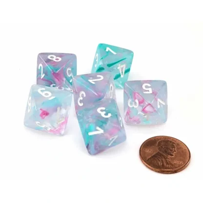 Luminary Nebula 15mm D8 Chessex Dice, 6 Pieces - Wisteria with White Numbers - Your Source for Gaming Essentials Best