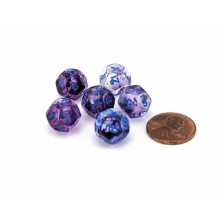 Luminary Nebula 12mm Mini 12 Sided D12 Dice, 6 Pieces - Nocturnal with Blue - Your Source for Gaming Essentials Discount