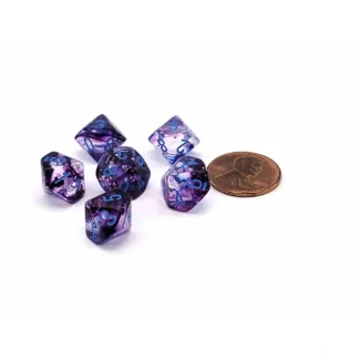 Luminary Nebula 10mm Mini 10 Sided D10 Dice, 6 Pieces - Nocturnal with Blue - Your Source for Gaming Essentials Shop