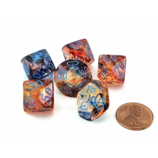 Luminary Nebula 16mm Tens D10 (00-90) Dice, 6 Pieces - Primary with Blue - Your Source for Gaming Essentials Discount