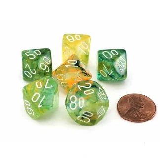 Luminary Nebula 16mm Tens D10 (00-90) Dice, 6 Pieces - Spring with White - Your Source for Gaming Essentials Shop