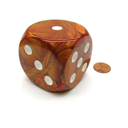 Lustrous 50mm Huge Large D6 Chessex Dice, 1 Piece - Bronze with White Pips - Your Source for Gaming Essentials Best