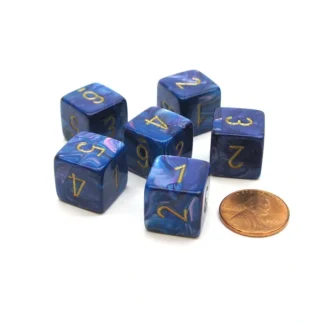 Lustrous 15mm 6-Sided D6 Numbered Chessex Dice, 6 Pieces - Purple with Gold - Your Source for Gaming Essentials Shop