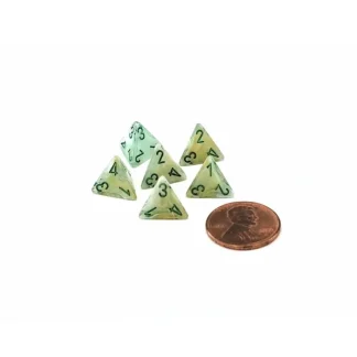 Marble 12mm Mini 4 Sided D4 Dice, 6 Pieces - Green with Dark Green Numbers - Your Source for Gaming Essentials Cheap