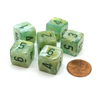 Marble 15mm 6-Sided D6 Numbered Chessex Dice, 6 Pieces - Green with Dark Green - Your Source for Gaming Essentials Best Sale