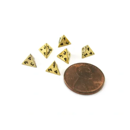 Micro Metal 5mm Gold Colored Chessex Dice, 6 Pieces - D4 - Your Source for Gaming Essentials Outlet