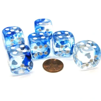 Nebula 20mm Big D6 Chessex Dice, 6 Pieces - Dark Blue with White Pips - Your Source for Gaming Essentials Best Sale