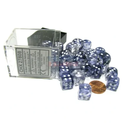 Nebula 12mm D6 Chessex Dice Block (36 Dice) - Black with White Pips - Your Source for Gaming Essentials New
