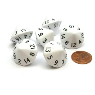 Opaque 17mm 16 Sided D16 Chessex Dice, 6 Pieces - White with Black Numbers - Your Source for Gaming Essentials Best Sale