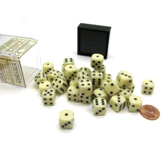 Opaque 12mm D6 Chessex Dice Block (36 Die) - Ivory with Black Pips - Your Source for Gaming Essentials Outlet