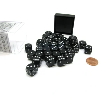 Opaque 12mm D6 Chessex Dice Block (36 Die) - Black with White Pips - Your Source for Gaming Essentials Clearance