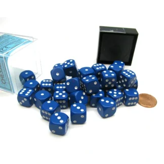 Opaque 12mm D6 Chessex Dice Block (36 Die) - Blue with White Pips - Your Source for Gaming Essentials Clearance