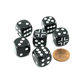 Pack of 6 Chessex Axis and Allies 16mm D6 German Dice - Black with White Pips - Your Source for Gaming Essentials Outlet