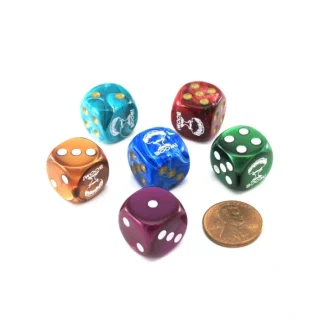 Pack of 6 Chessex Custom Engraved 16mm D6 Assorted Style Funny Meme Dice - BOOM! - Your Source for Gaming Essentials New