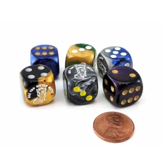 Pack of 6 Chessex Custom Engraved 16mm D6 Dice - Are You Kitten Me? - Your Source for Gaming Essentials Clearance