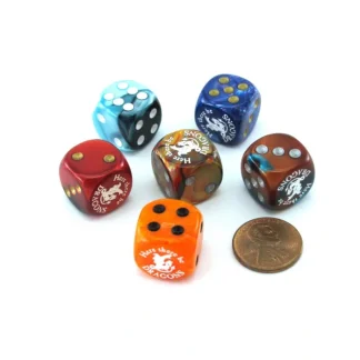 Pack of 6 Chessex Custom Engraved 16mm D6 Assorted Style Dice - Dragons - Your Source for Gaming Essentials Outlet