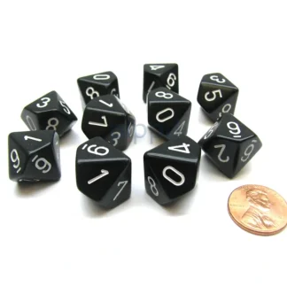 Pack Of 10 Chessex Opaque D10 Dice - Black with White Numbers - Your Source for Gaming Essentials Best