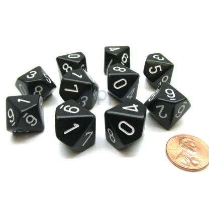 Pack Of 10 Chessex Opaque D10 Dice - Black with White Numbers - Your Source for Gaming Essentials Best