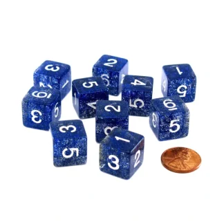 Pack of 10 D6 6 Sided 16mm Koplow Games Number Glitter Dice - Blue - Your Source for Gaming Essentials Cheap