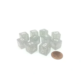 Pack of 10 D6 6 Sided 16mm Koplow Games Number Glitter Dice - Clear - Your Source for Gaming Essentials Clearance