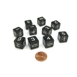 Pack of 10 D6 6 Sided 16mm Koplow Games Number Glitter Dice - Black - Your Source for Gaming Essentials Best