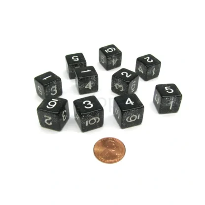 Pack of 10 D6 6 Sided 16mm Koplow Games Number Glitter Dice - Black - Your Source for Gaming Essentials Best
