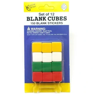Pack of 12 D6 Blank Dice - Assorted Colors with 150 Stickers - Your Source for Gaming Essentials Clearance