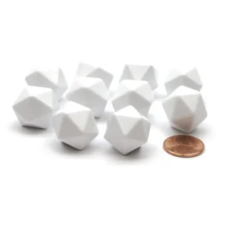 Pack of 10 D20 Blank Standard Sized Dice - White - Your Source for Gaming Essentials Clearance