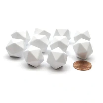 Pack of 10 D20 Blank Standard Sized Dice - White - Your Source for Gaming Essentials Clearance