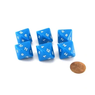 Pack of 6 D16 Koplow Games 16 Sided 20mm Opaque Dice - Blue - Your Source for Gaming Essentials Shop