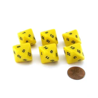 Pack of 6 D16 Koplow Games 16 Sided 20mm Opaque Dice - Yellow - Your Source for Gaming Essentials Store