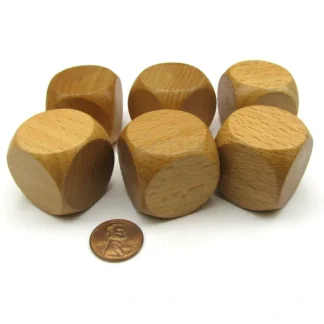 Pack of 6 D6 Large Jumbo 30mm Rounded Blank Wooden Dice - 'Dark' Wood - Your Source for Gaming Essentials Clearance