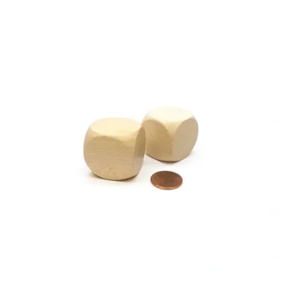 Pack of 2 D6 Large Jumbo 30mm Rounded Blank Wooden Dice - 'Light' Wood - Your Source for Gaming Essentials Fashion
