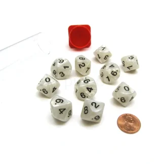 Pack of 10 D10 16mm Koplow Games Pearl Dice - Gray - Your Source for Gaming Essentials Flash Sale