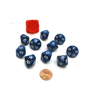 Pack of 10 D10 16mm Koplow Games Pearl Dice - Navy - Your Source for Gaming Essentials Outlet