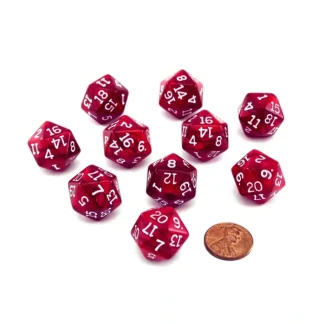 Pack of 10 D20 20mm Koplow Games Pearl Dice - Red - Your Source for Gaming Essentials Store